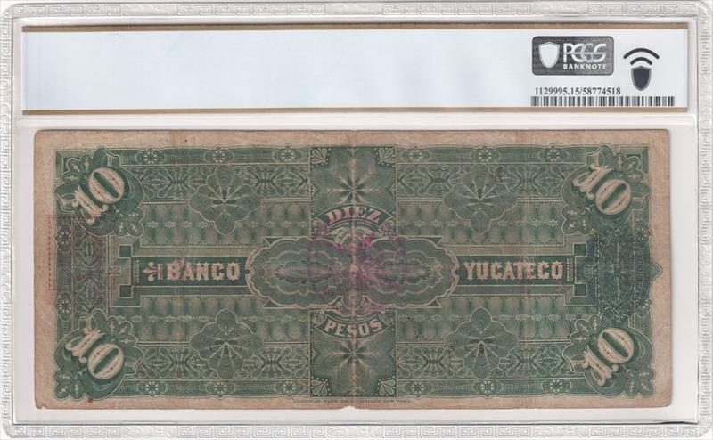 1897-99 10 Pesos Mexico - Provisional Issue Pick # S459d M555a PCGS F15 
