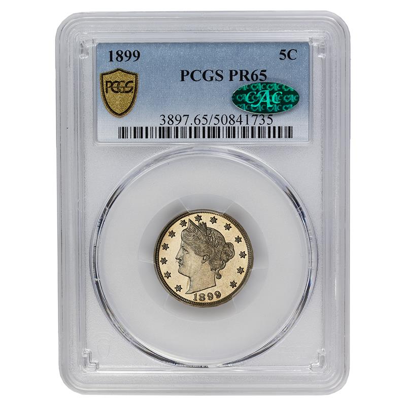 1899 Liberty V Nickel, 5C PCGS PR 65, CAC Certified