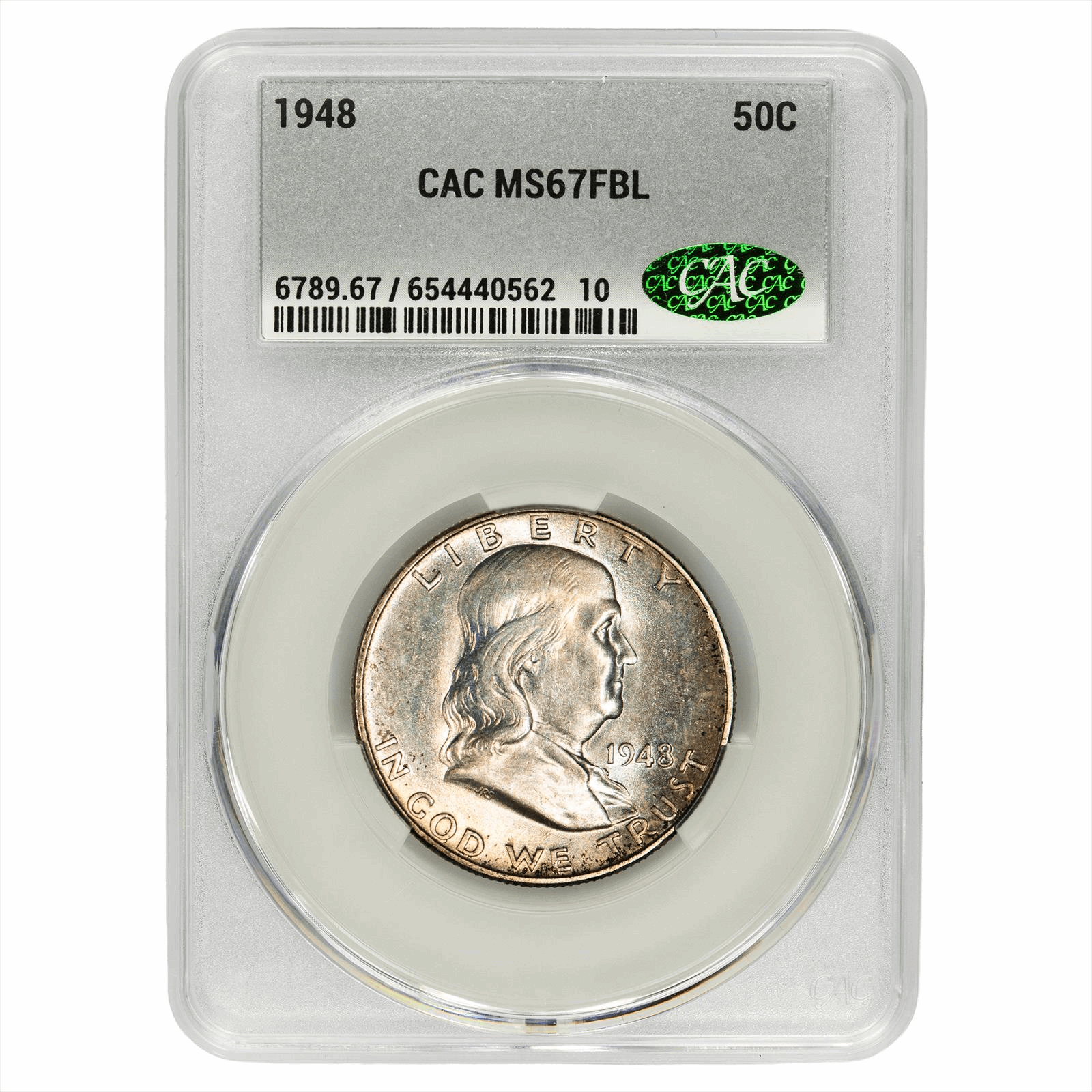 1948 Franklin Half Dollar 50C CACG MS 67 FBL