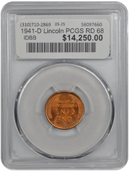 1941-D Lincoln PCGS RD 68