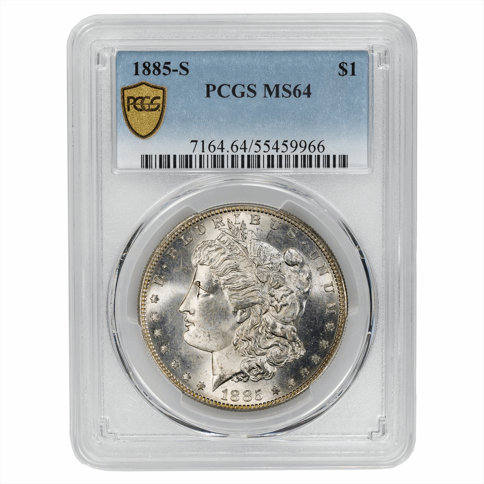 1885-S $1 Morgan Silver Dollar PCGS MS 64 