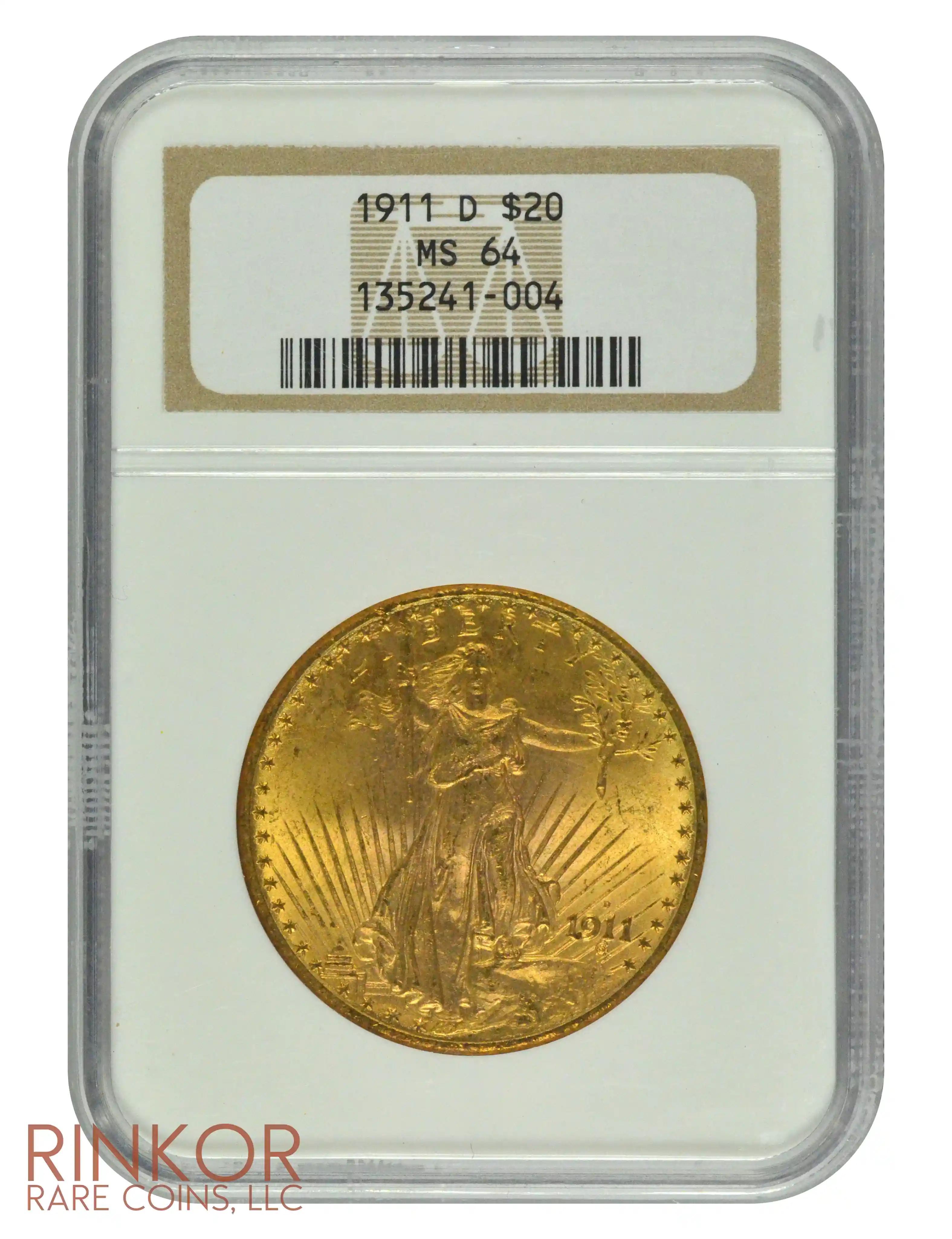 1911-D $20 Saint Gaudens NGC MS 64