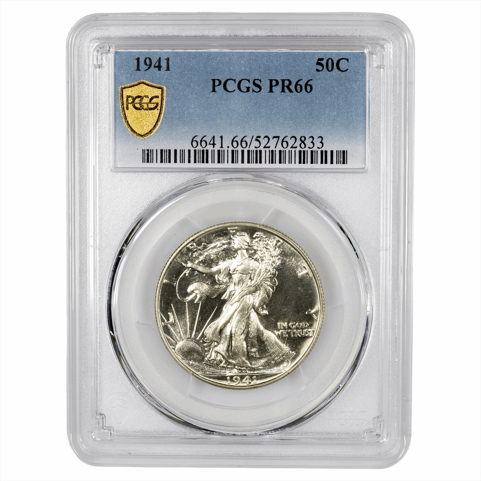 1941 Walking Liberty Half Dollar 50C PCGS PR 66