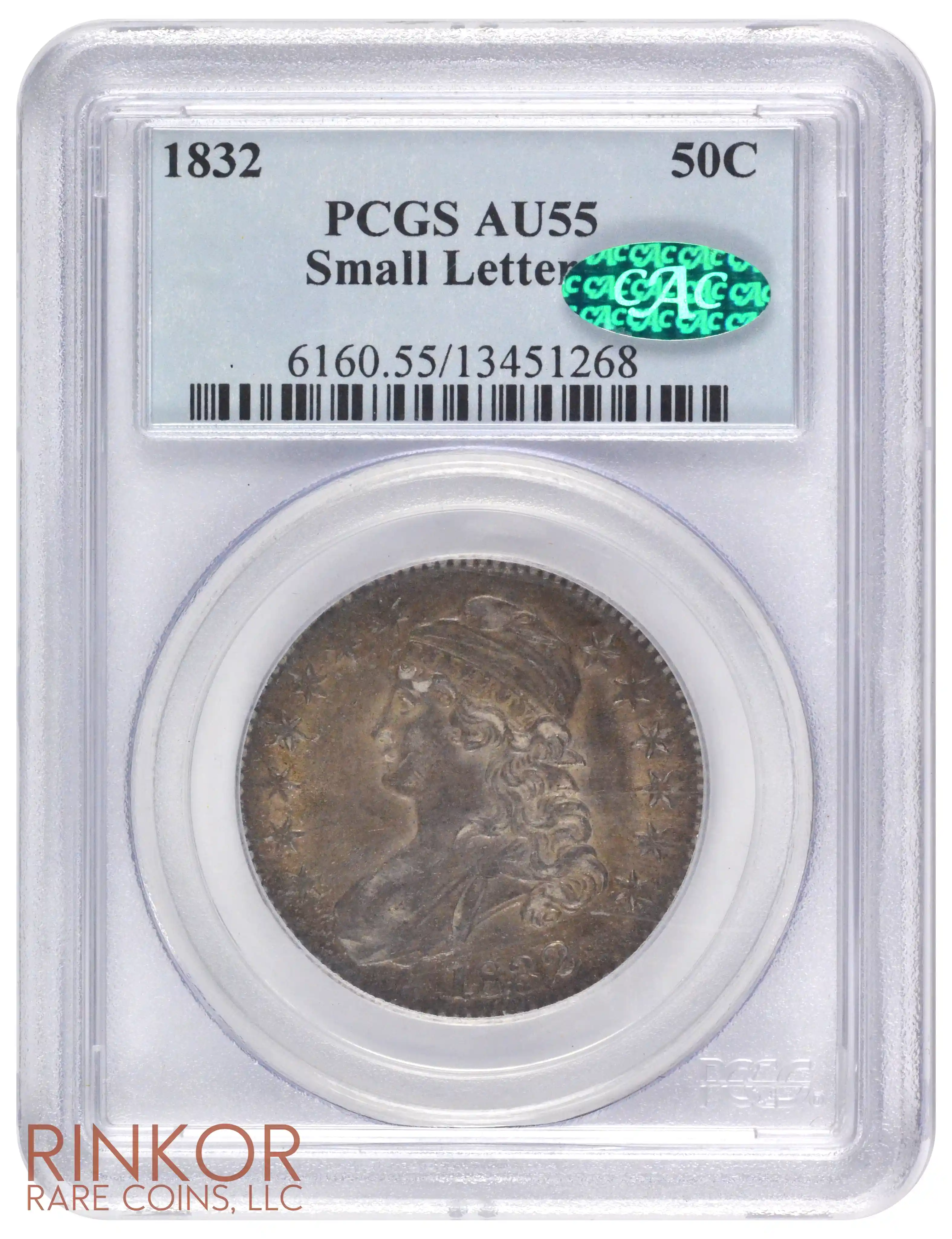 1832  Small Letters Capped Bust Half Dollar O-109 PCGS AU-55 CAC