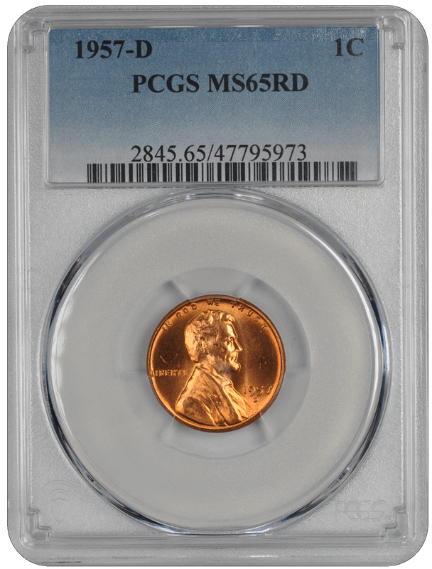 1957-D Lincoln PCGS RD 65