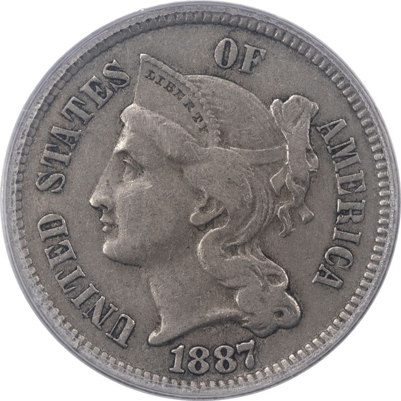 1887 Three Cent Nickel 3c PCGS XF40 - Nice Original Coin