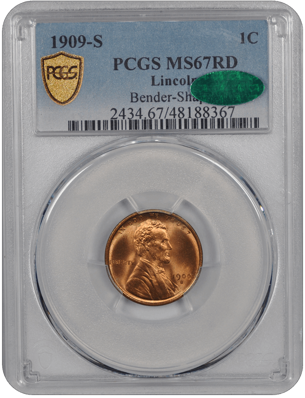 1909-S Lincoln PCGS CAC RD 67 