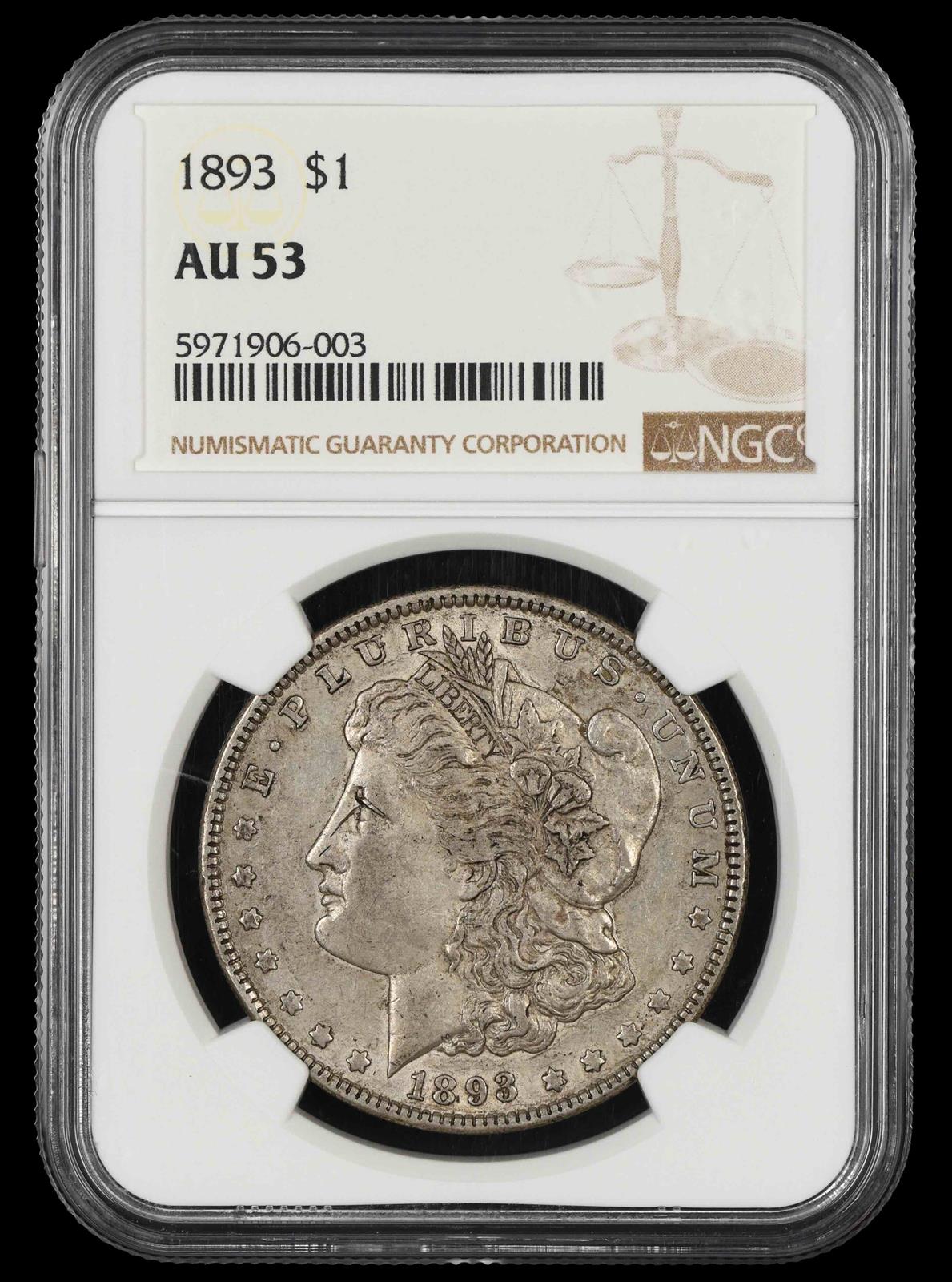 1893 $1 NGC AU-53