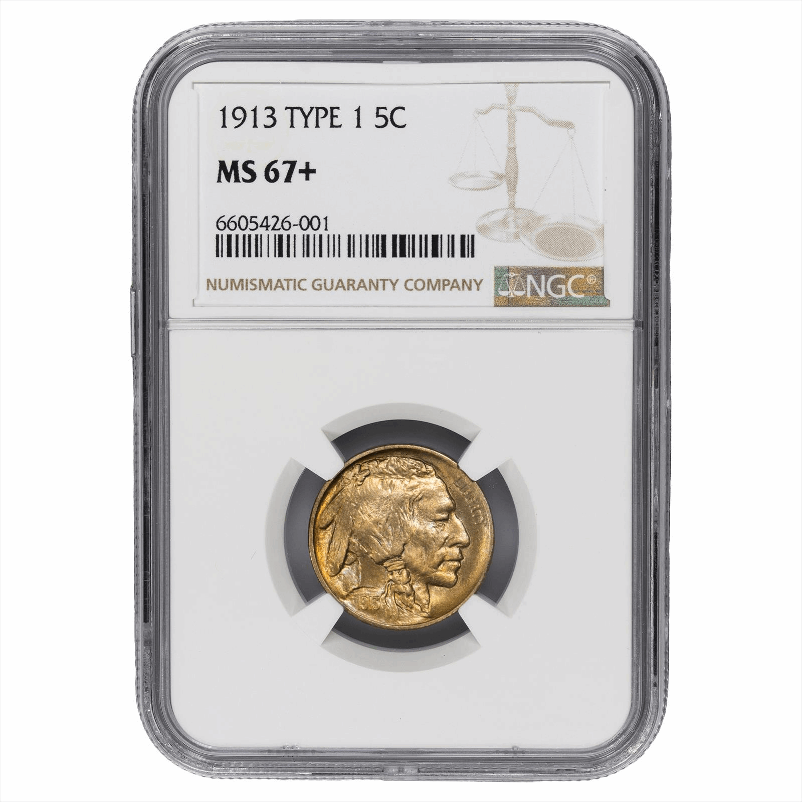 1913 Type 1 Buffalo Nickel 5C NGC MS 67+