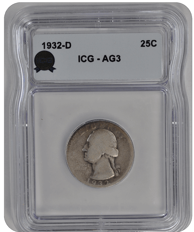1932-D Washington Quarter ICG AG3