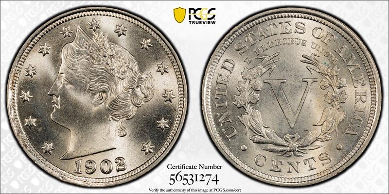 1902 5C PCGS MS 66 CAC