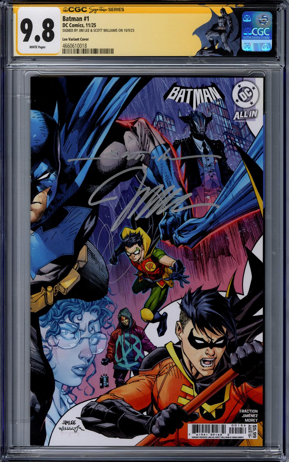Batman #1 CGC Signature Series 9.8 (D.C., 2025) Signed by Jim Lee & Scott Williams 