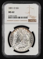 1891 O $1 NGC MS62 MS62