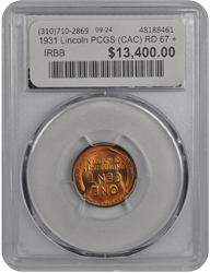 1931 Lincoln PCGS (CAC) RD 67 +