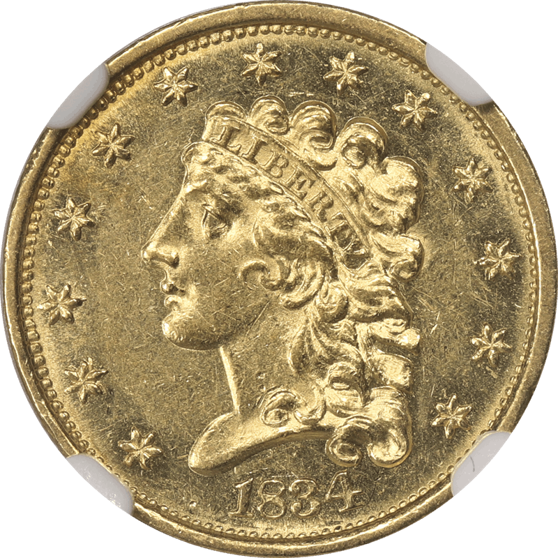 1834 Classic Head $2 1/2 Gold Quarter Eagle NGC MS 61 - Nice Luster, Rare Type Coin
