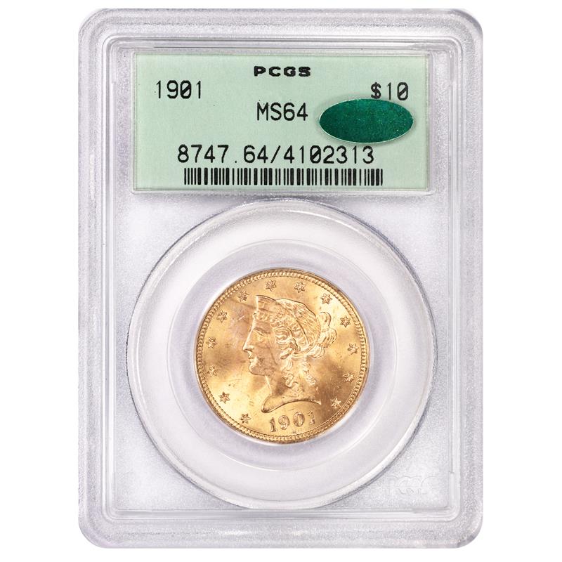 1901 G$10 Liberty Head Gold Eagle, PCGS MS64 CAC - Old Green Holder