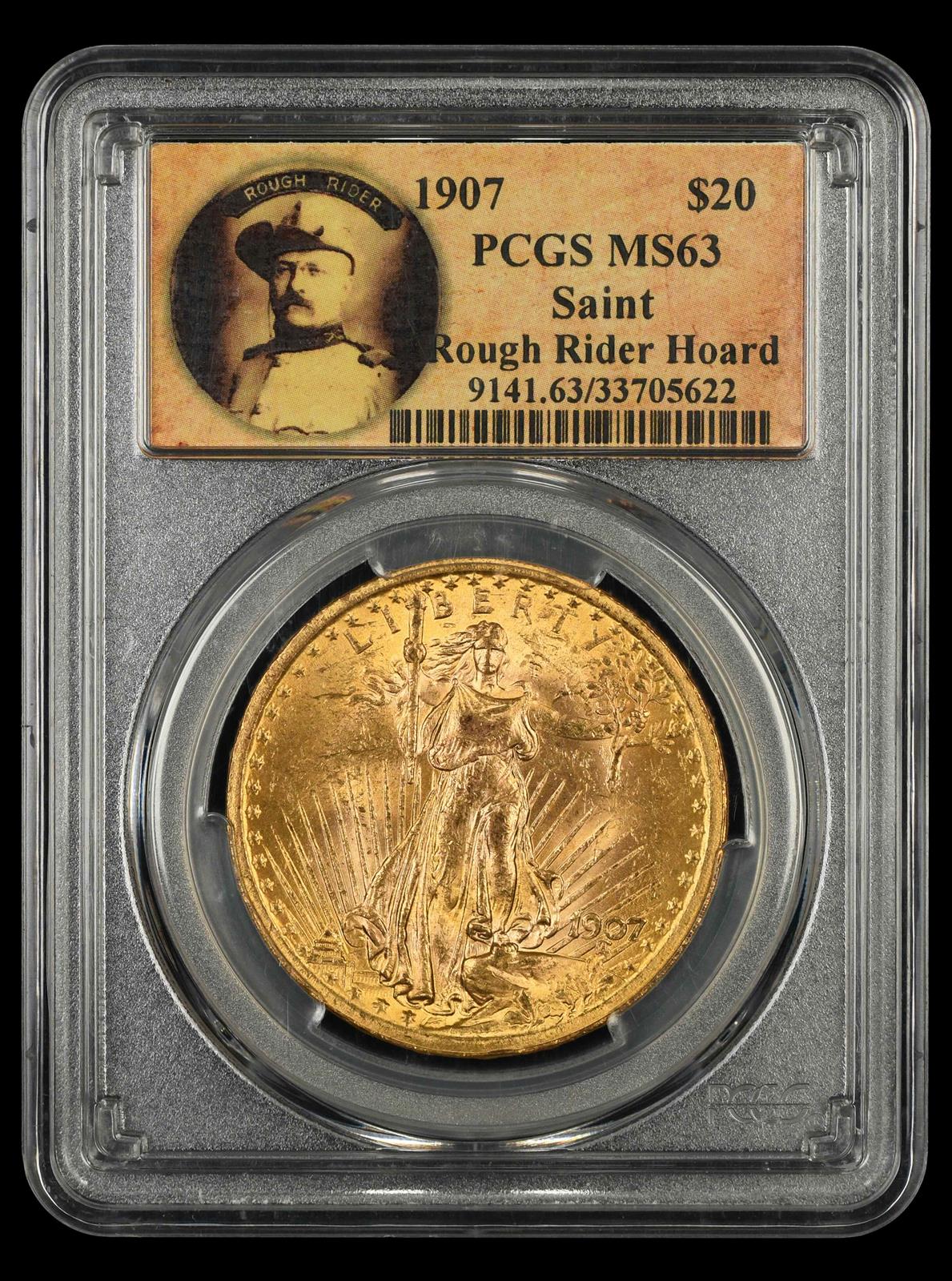 1907 $20 PCGS Saint Rough Rider Hoard MS63