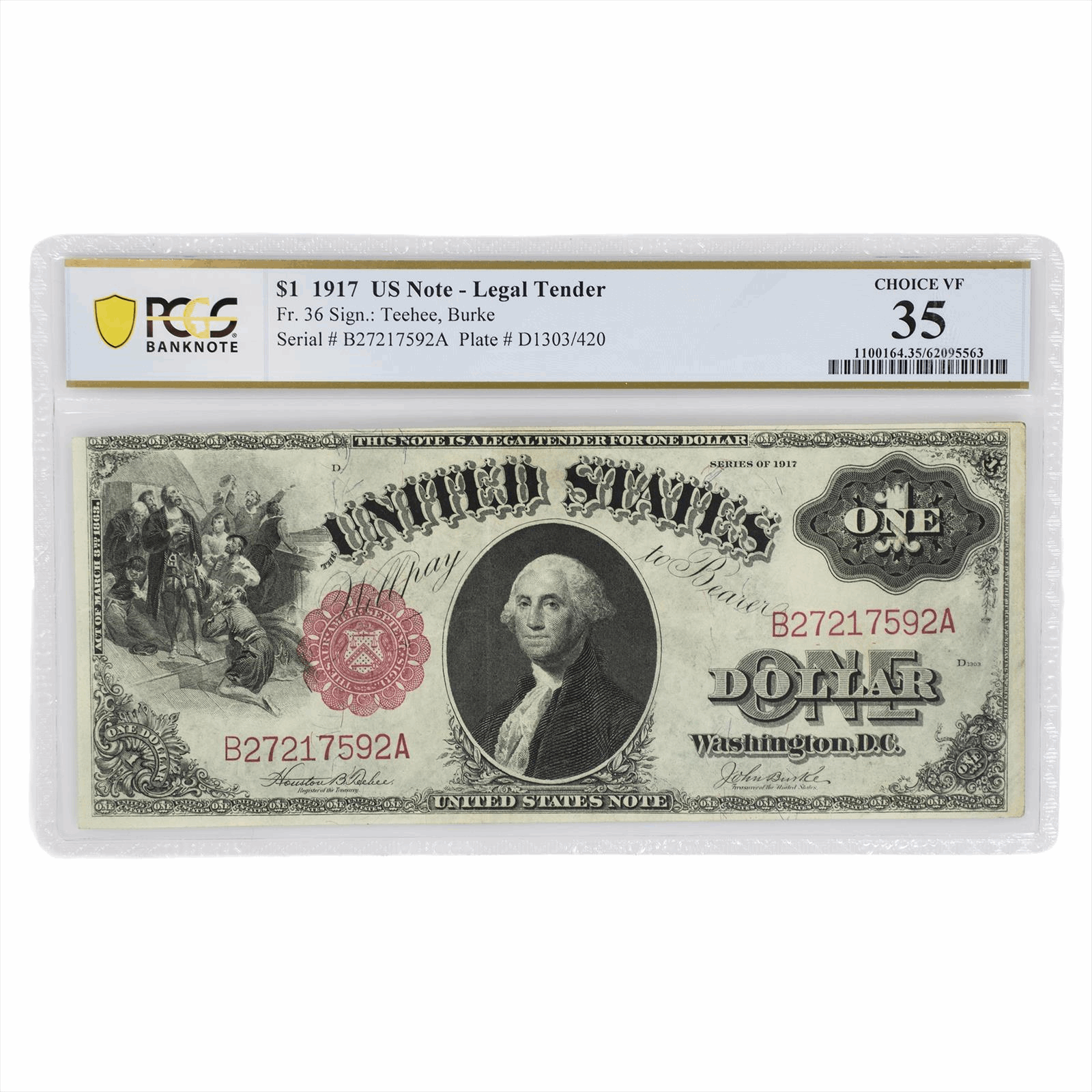 1917 $1 US Legal Tender Note FR#36 PCGS VF 35