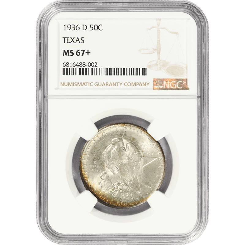1936-D Texas Commemorative Half Dollar 50c, NGC MS 67 +