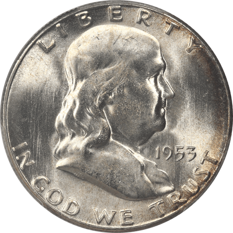 1953-S Franklin Half Dollar 50c PCGS MS66 - Lustrous, Mostly White