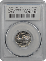 1937 Buffalo PCGS MS 68 