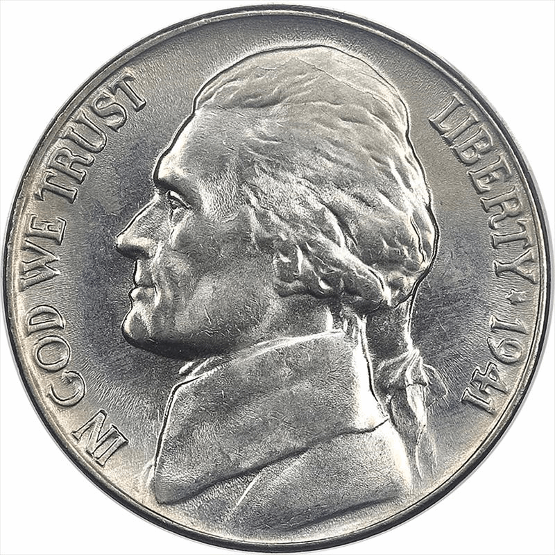 1941 Jefferson Nickel 5c Gem Uncirculated - Original Coin, Strong Steps