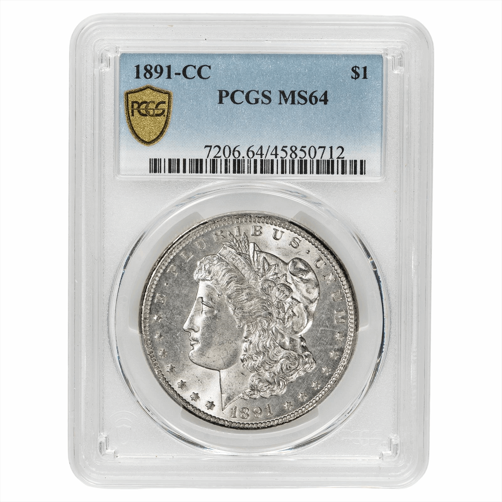 1891-CC Morgan Silver Dollar $1 PCGS MS 64