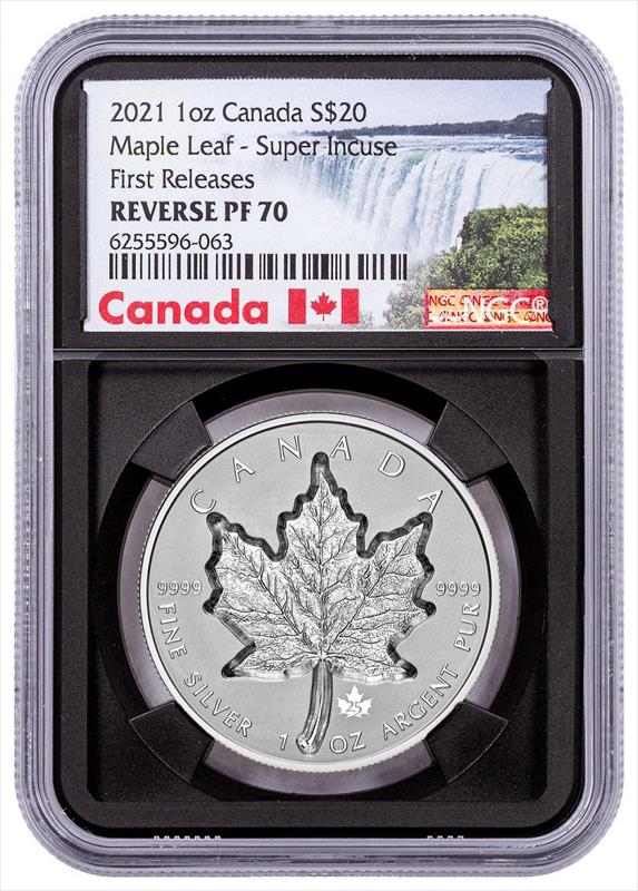 2021 $20 1oz. Canadian Silver Maple Leal, FR, PR70, Super Incuse, Black Core