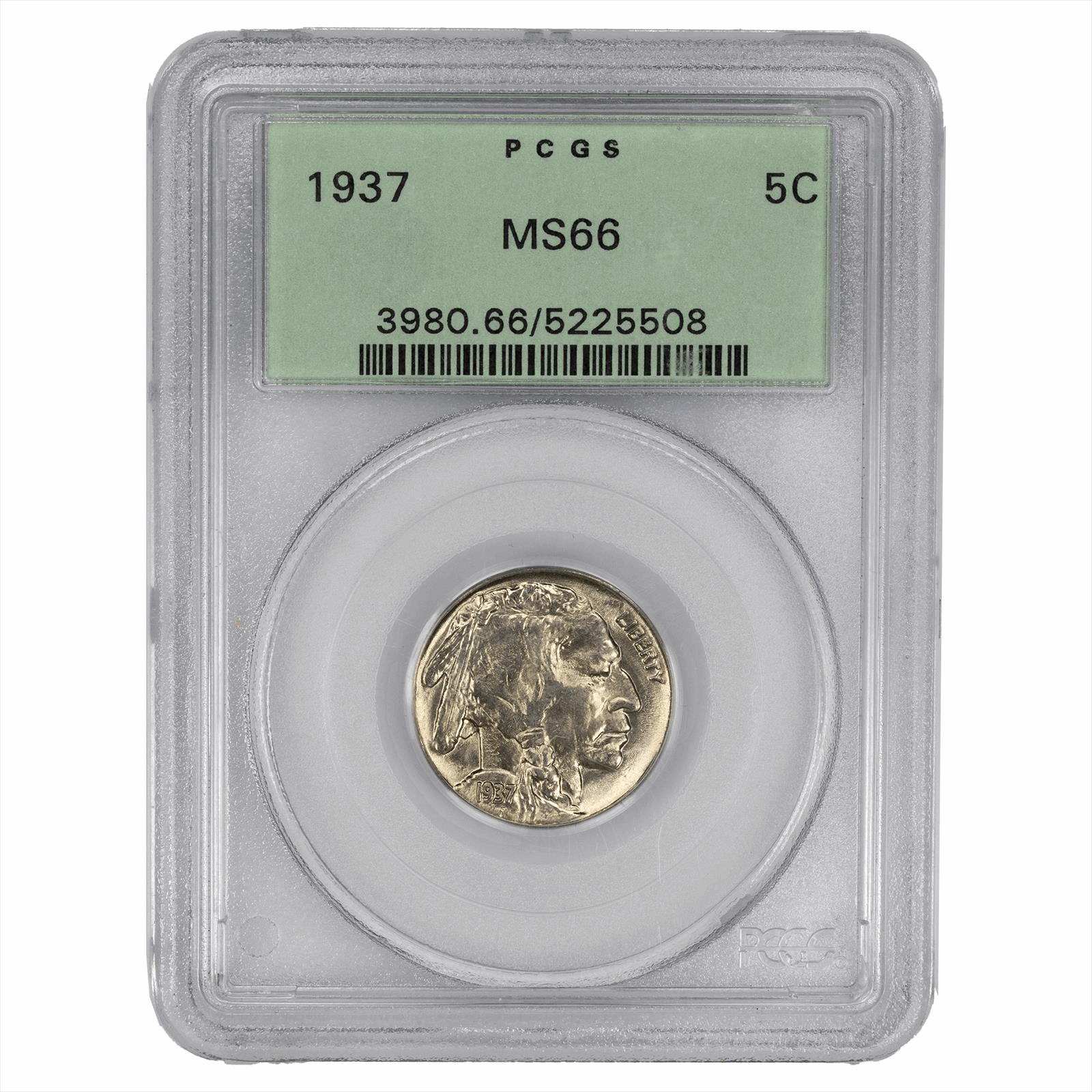 1937 Buffalo Nickel 5C PCGS MS 66