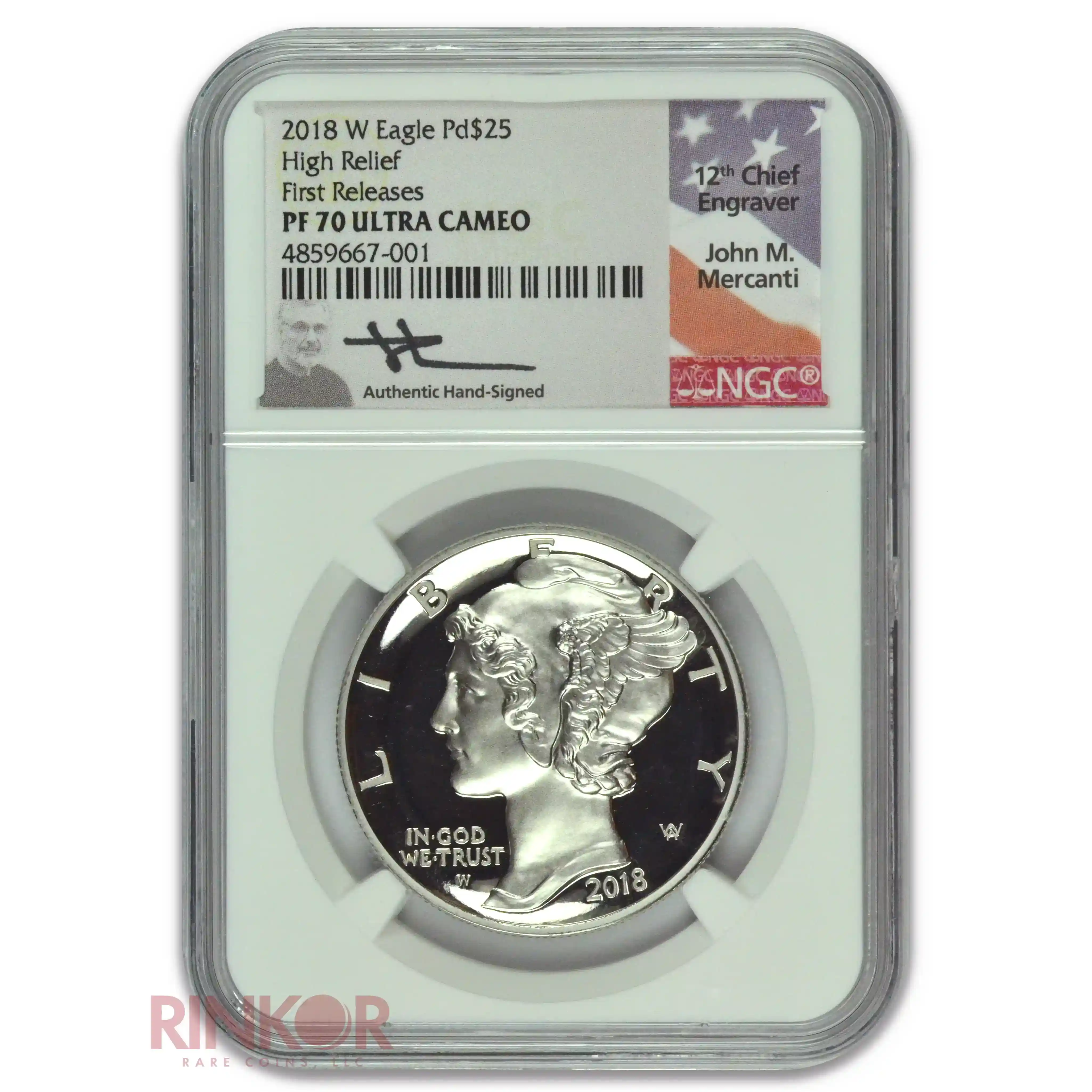 2018-W High Relief 1oz Palladium Eagle Pd$25 NGC PF 70