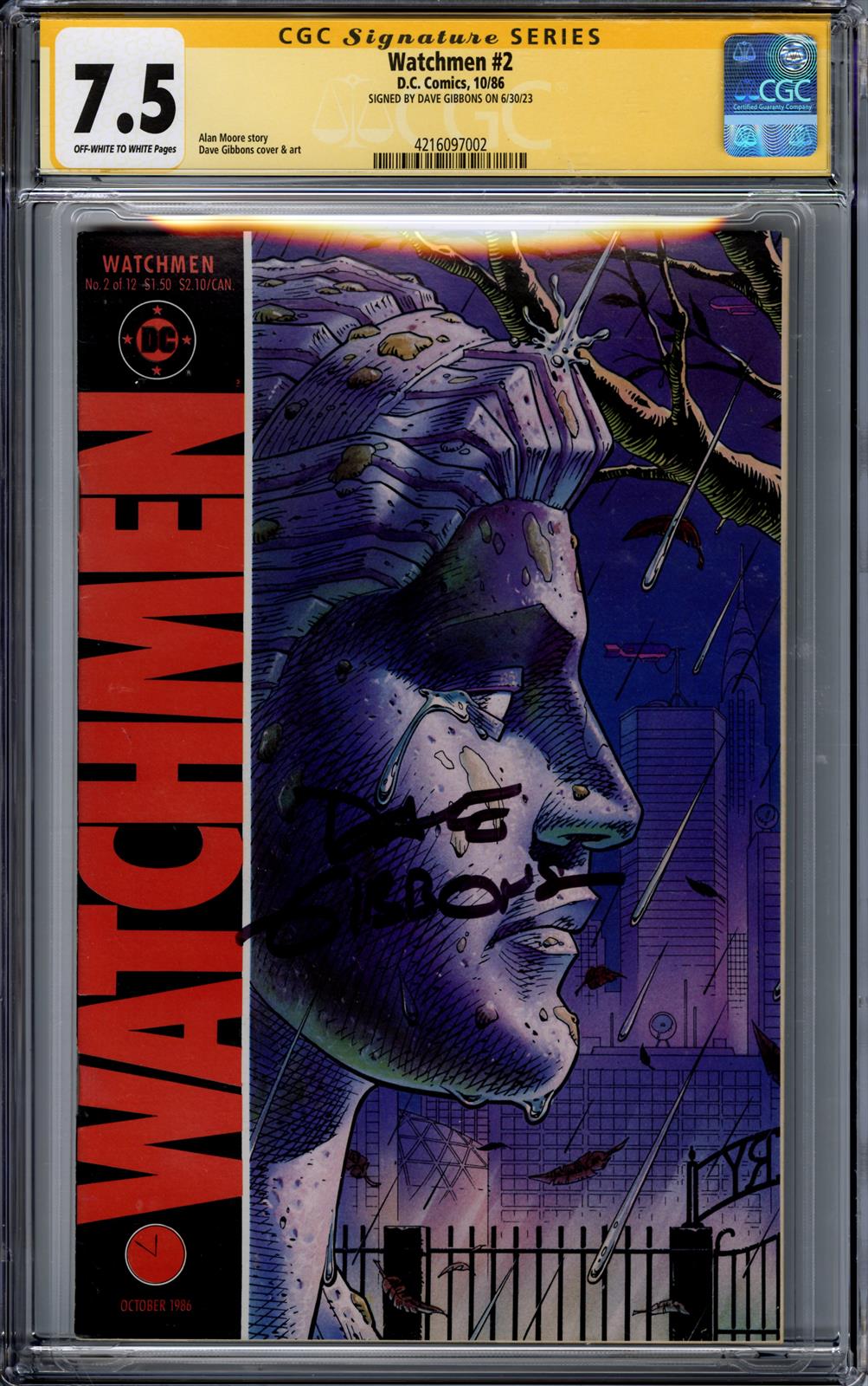 Watchmen #2 CGC Signature Series 7.5 (D.C., 1986) Signed by Dave Gibbons 