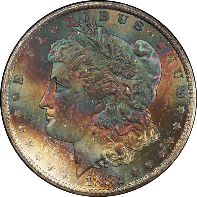 1882-CC GSA Morgan Silver $1, NGC MS66+ ★ - Deep Multicolor Toning, Lovely