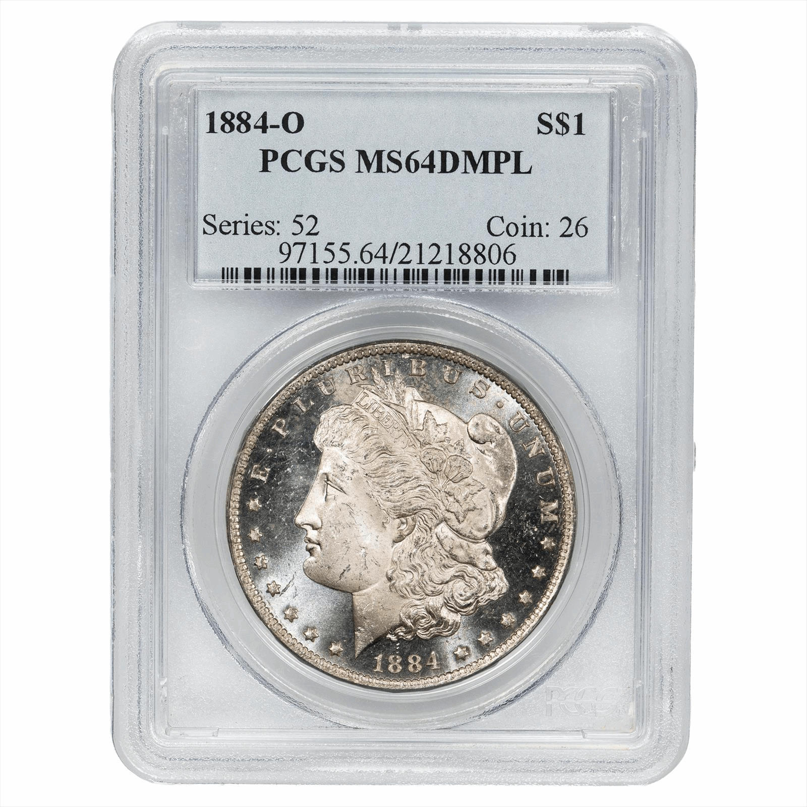 1884-O Morgan Silver Dollar $1 PCGS MS 64 DMPL