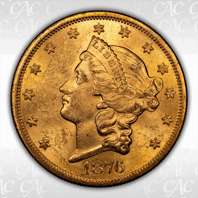 1876-S $20 CACG MS 61