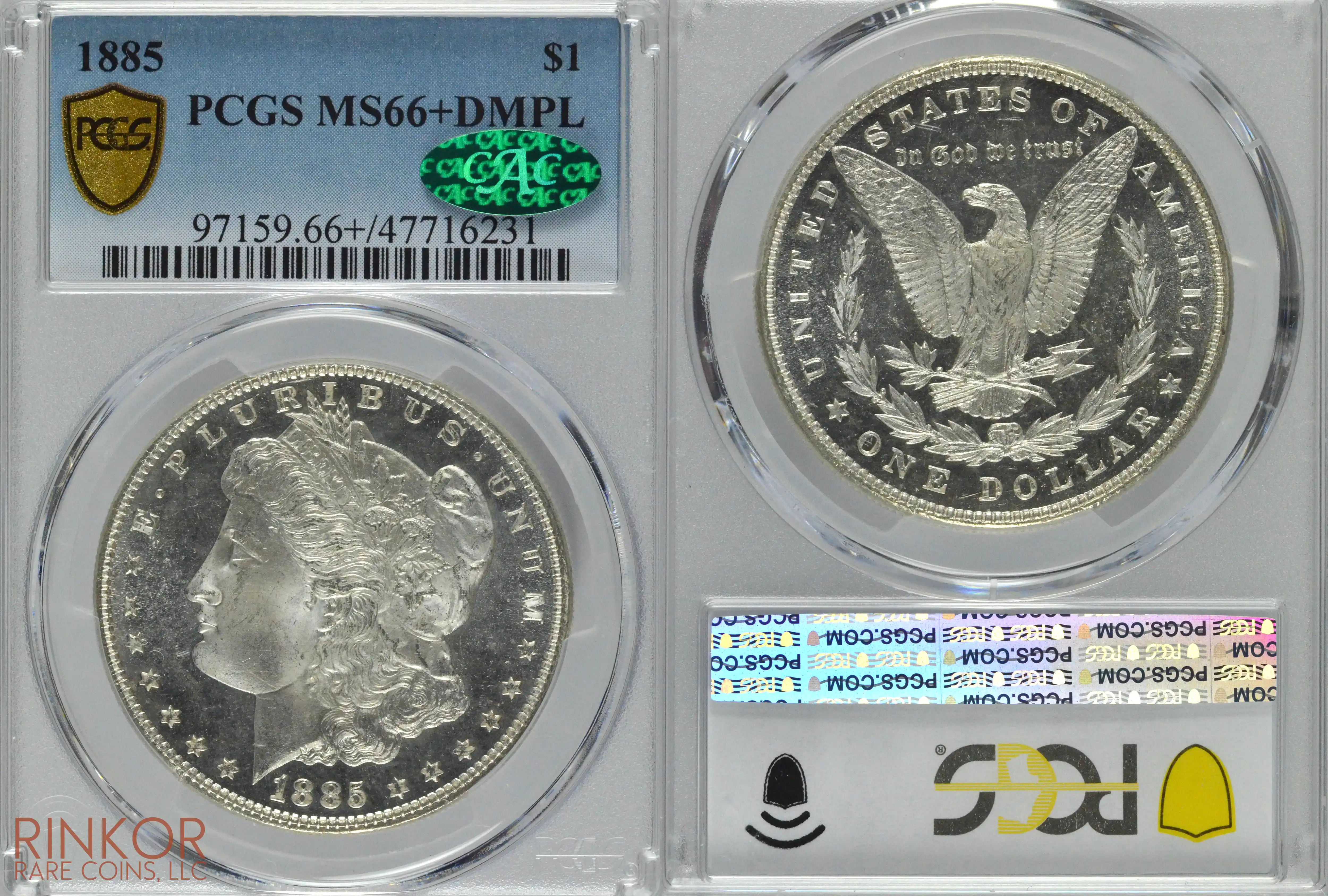 1885 $1 PCGS MS 66+ DMPL CAC