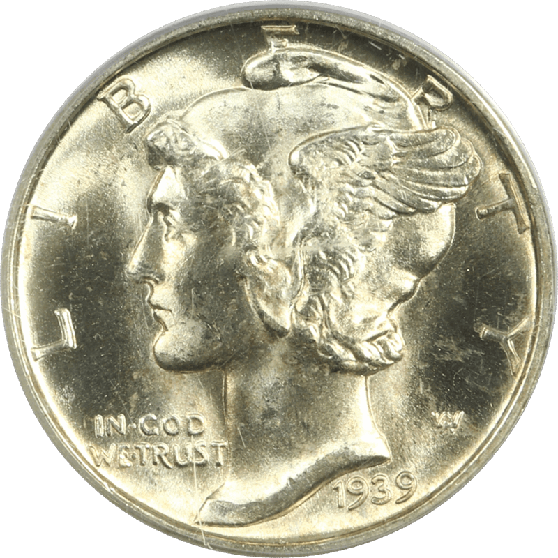 1939-D Mercury Dime 10c, PCGS MS 66 FB