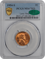 1954-S Lincoln PCGS  (CAC) RD 67 