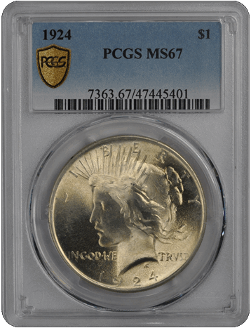 1924 $1 Peace Dollar PCGS  #3580-1 MS67