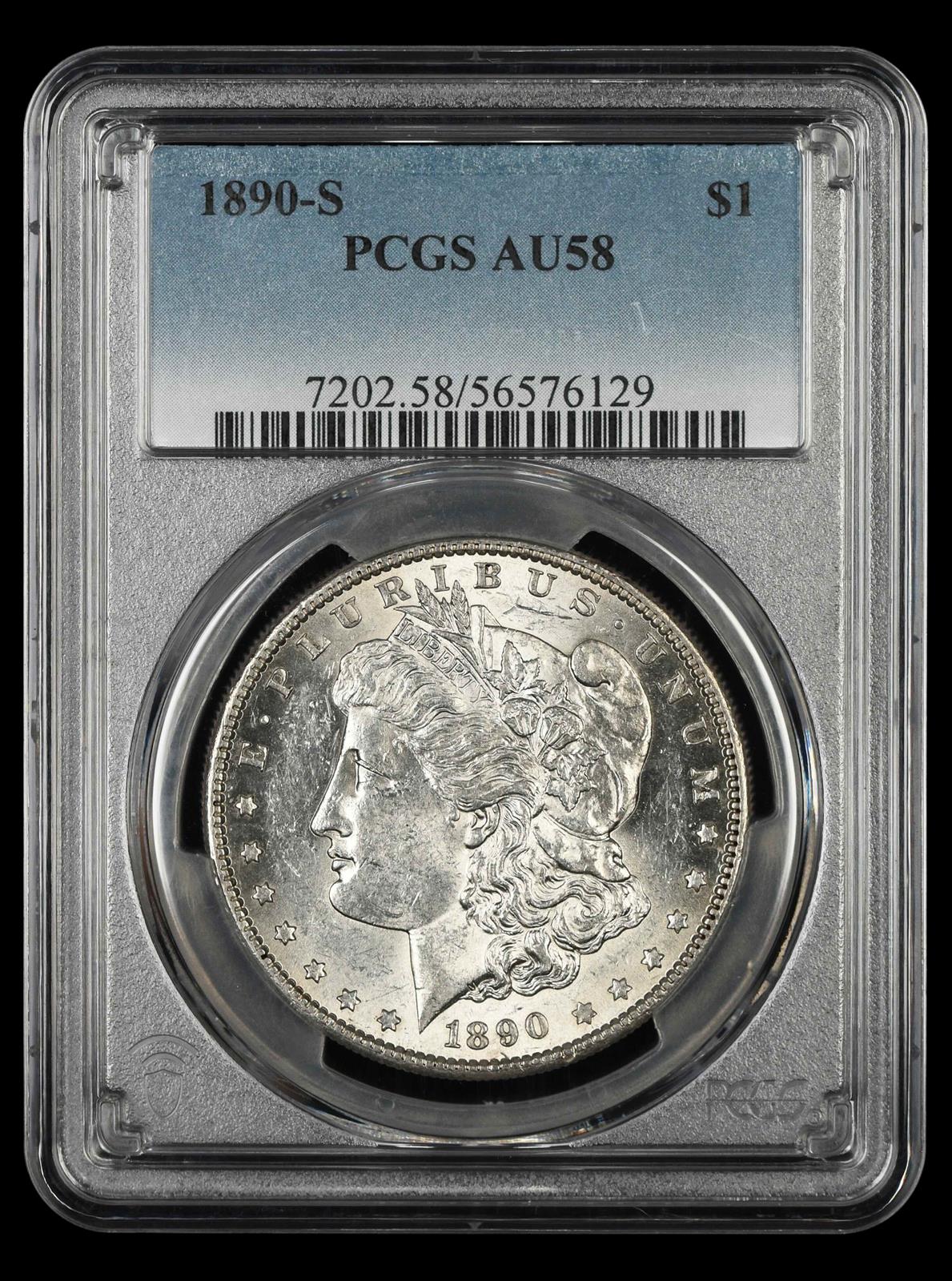1890 S $1 PCGS  AU58