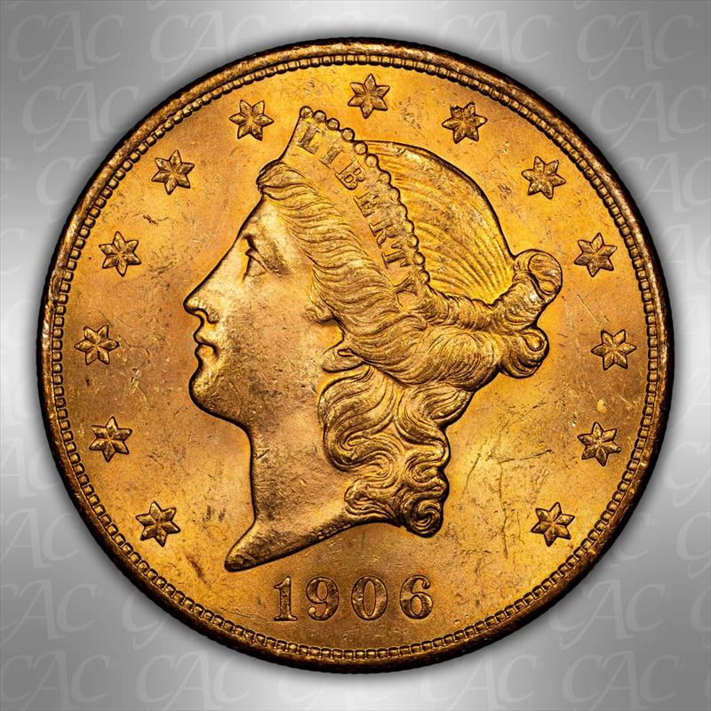 1906-S $20 CACG MS 63