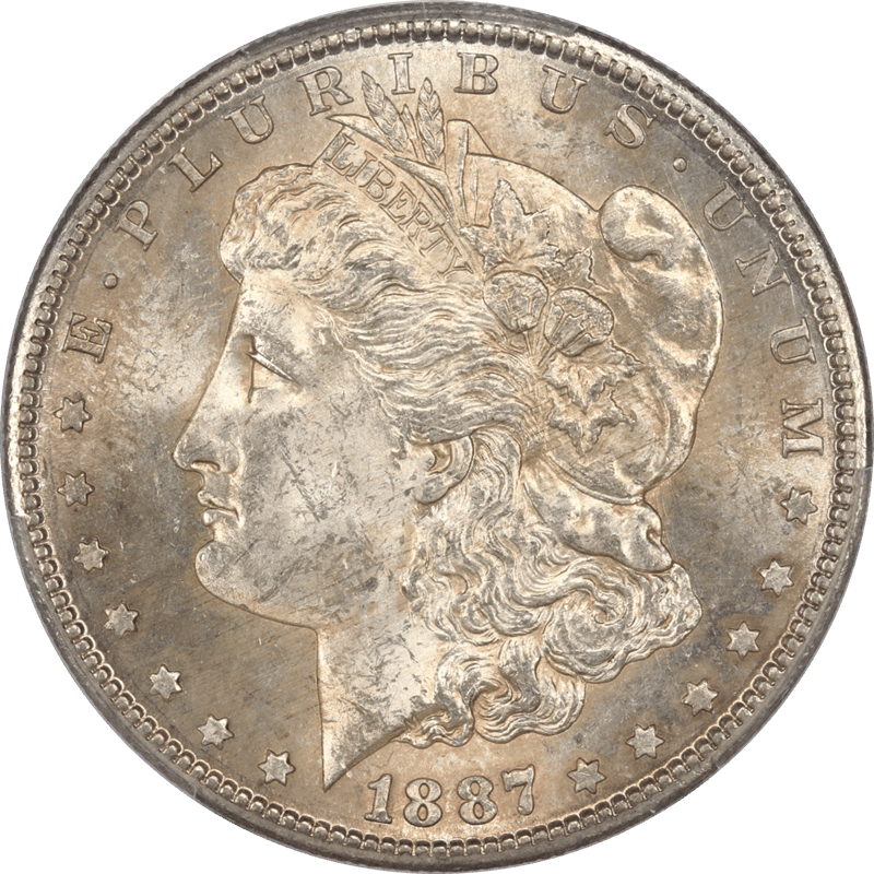 1887-S Morgan Silver Dollar $1, PCGS MS62 - Light Golden Toning