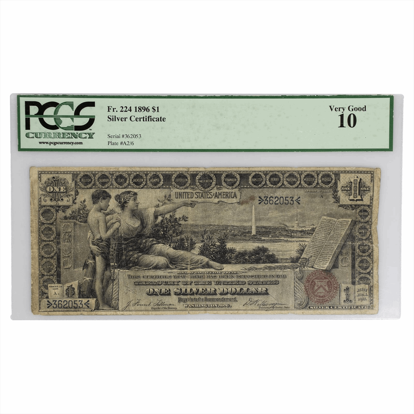 $1 1896 Silver Certificate 362053 10