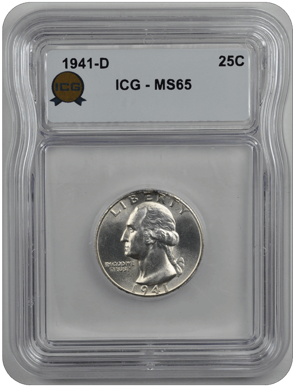 1941-D Quarter  ICG  MS 65
