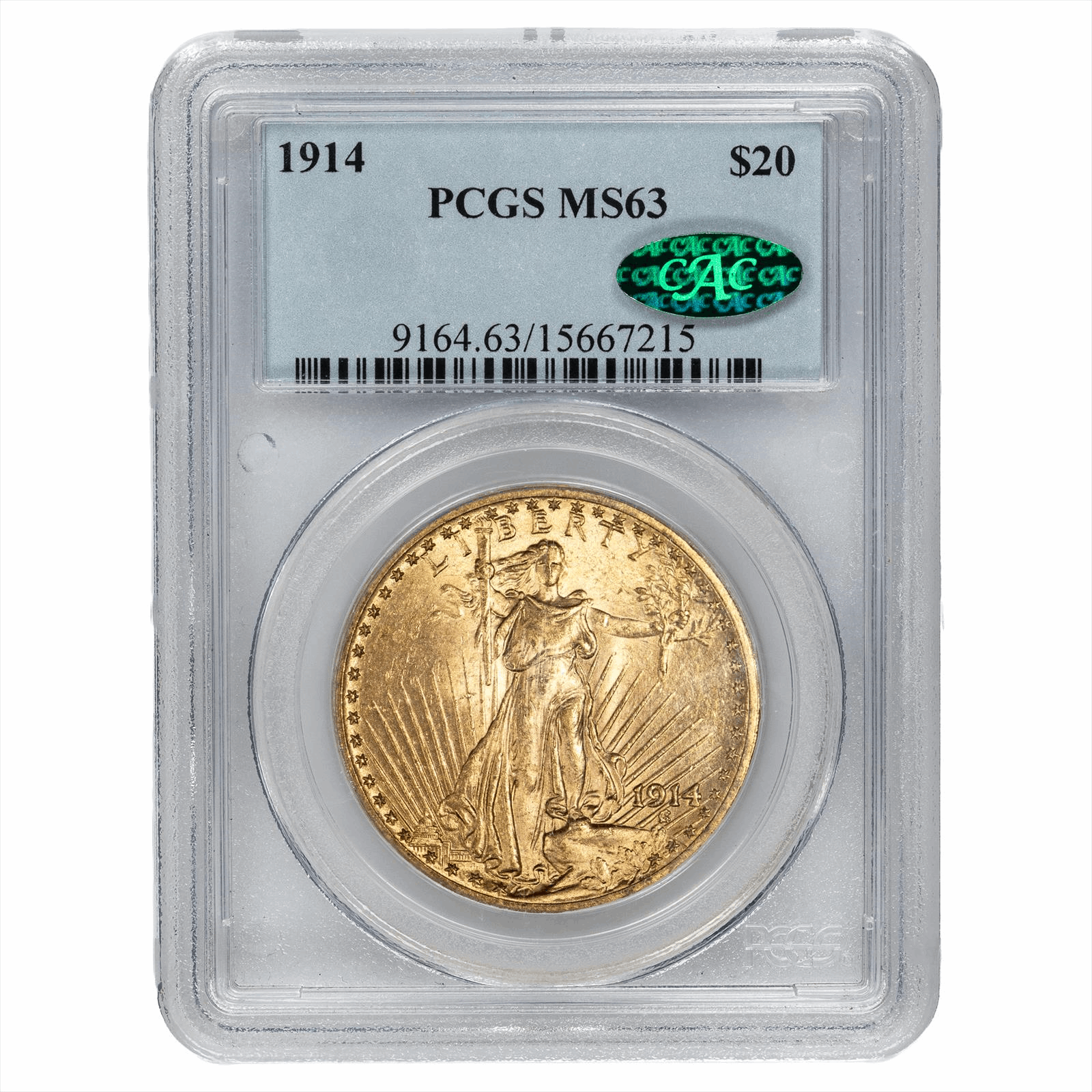 1914 St. Gaudens Gold Double Eagle $20 PCGS MS 63 CAC