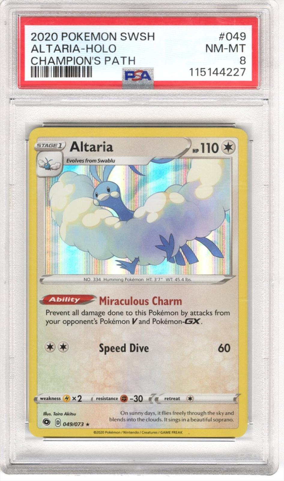 2020 Pokemon SWSH Champions Path Altaria Holo #049 PSA NM MT 8 