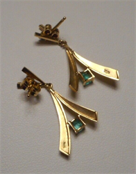 View 1970s West German Modernist 14K Gold Earrings. Workshop of L. Heidelberger, Pforzheim.  image 1