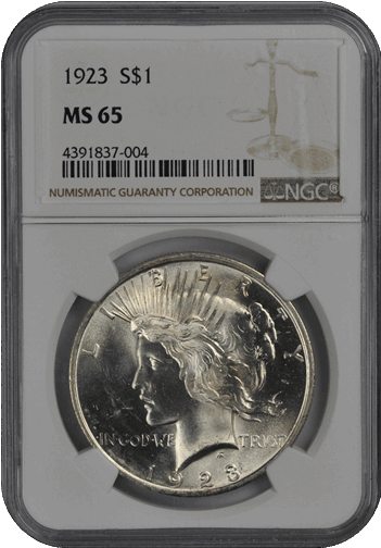 1923 Peace Dollar S$1 NGC  #3602-5 MS65
