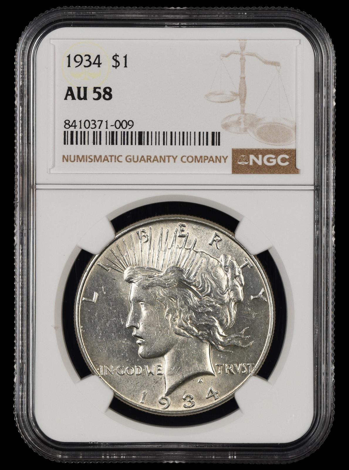 1934 $1 NGC AU-58