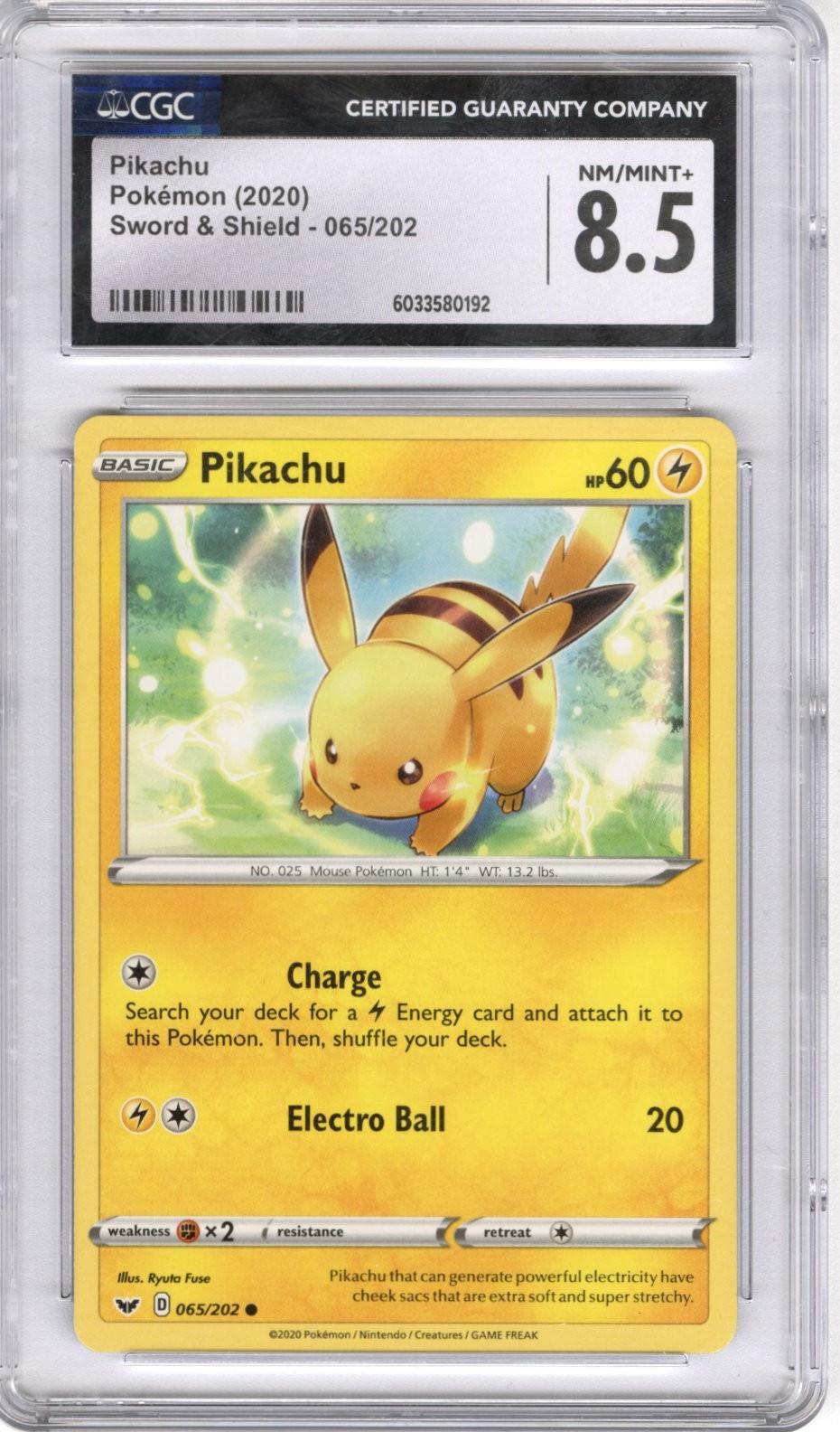 2020 Pokemon Sword & Shield Pikachu #065 CGC NM MT 8.5 