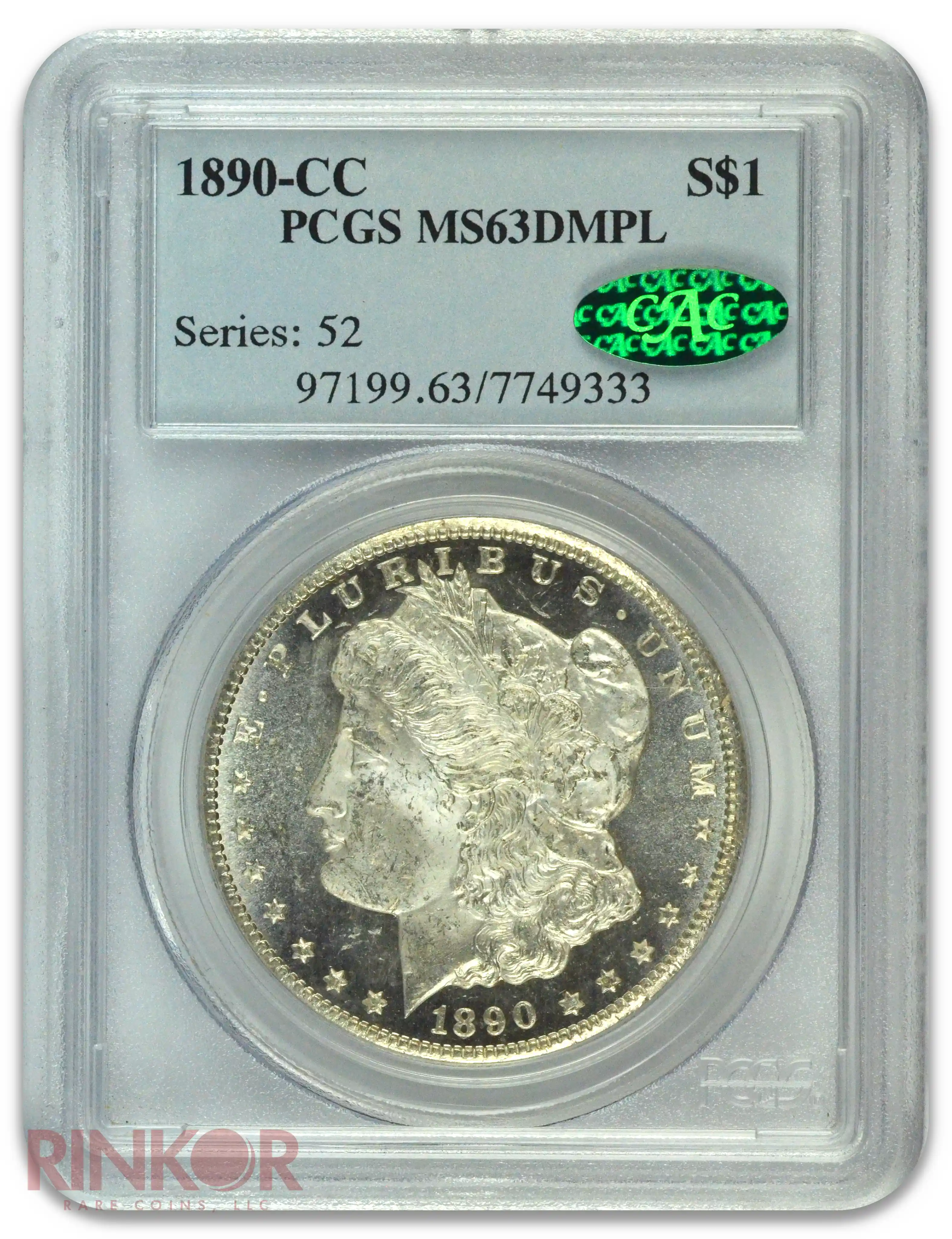 1890-CC $1 Morgan Dollar PCGS MS 63 DMPL CAC